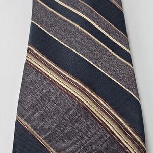 Vintage KETCH Necktie Blue Tones w/Grey & Cream Striped Tie  Size 3" x 56"